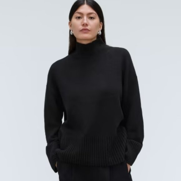 Everlane Sweaters - Everlane The Cashmere Oversized Black Turtleneck Sweater New Women X Small